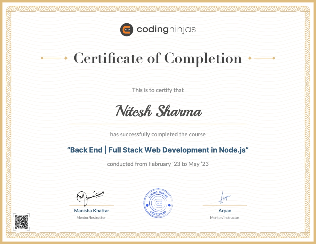 Full Stack Web Development in Node.js, Coding Ninjas (140h)